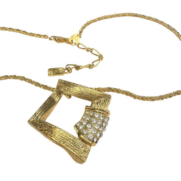 Yves Saint Laurent YSL Gold Plated Twisted chain Necklace with Rhinestones - Picture 1 of 14